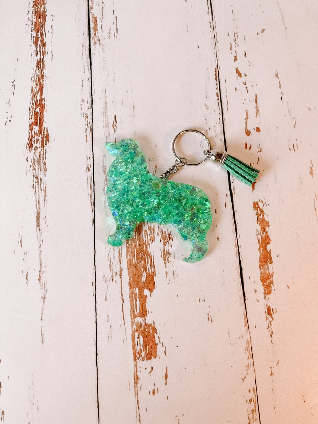 Mermaid Glitter Aussie Keychain Australian Shepherd Resin Keychain Etsy