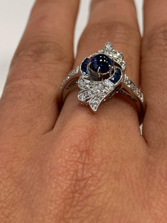 Art Deco Sapphire and Diamond Ring - image 4