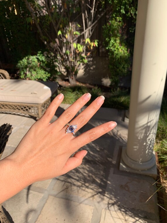 Art Deco Sapphire and Diamond Ring - image 7