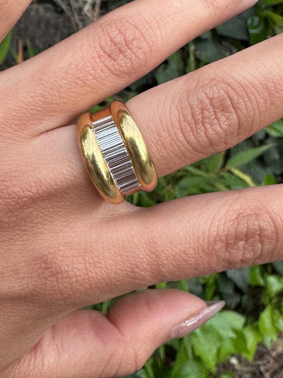 Wide All Baguette ring in 18K Yellow Gold