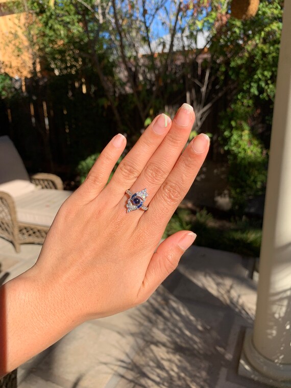 Art Deco Sapphire and Diamond Ring - image 8