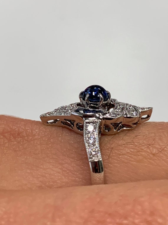 Art Deco Sapphire and Diamond Ring - image 3