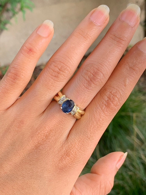 Blue sapphire and diamond ring