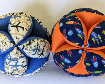 Aviation Amish puzzle ball, Rocket ship sensory ball, Airplane Montessori toy, Unique baby gift under 25, READY TO SHIP