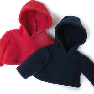 18 inch doll hoodie,  READY TO SHIP, American made, boy or girl doll clothes, Teddy bear clothes, hooded sweatshirt, fleece jacket