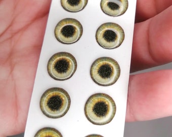 3D Eyes Stickers for Cold Porcelain Dolls and Foam Crafts. Iris of the Eye. (10mm Iris) 6 Pairs. Green Iris.