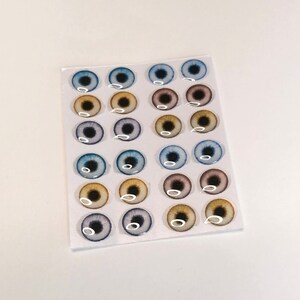 Stickers yeux 3D pour poupées en porcelaine froide et travaux manuels en mousse. Eyes for Air Dry Clay. (8 mm, iris 5 mm) 12 paires.