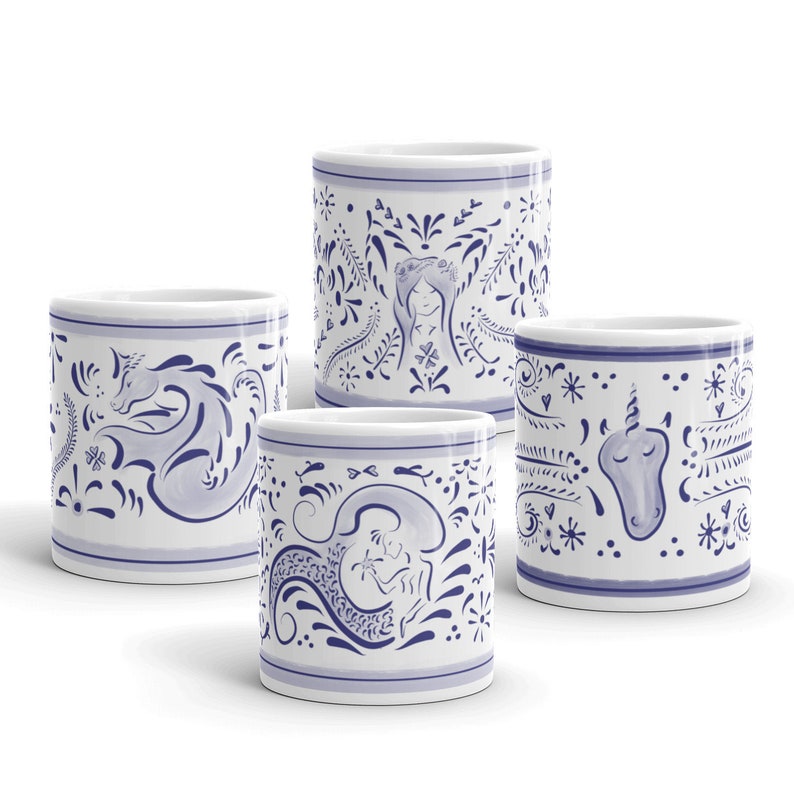 Talavera Mug with a Fantasy Sparkle on It. Lovely Combination of Designs. Inspired by Mexican Talavera. image 1