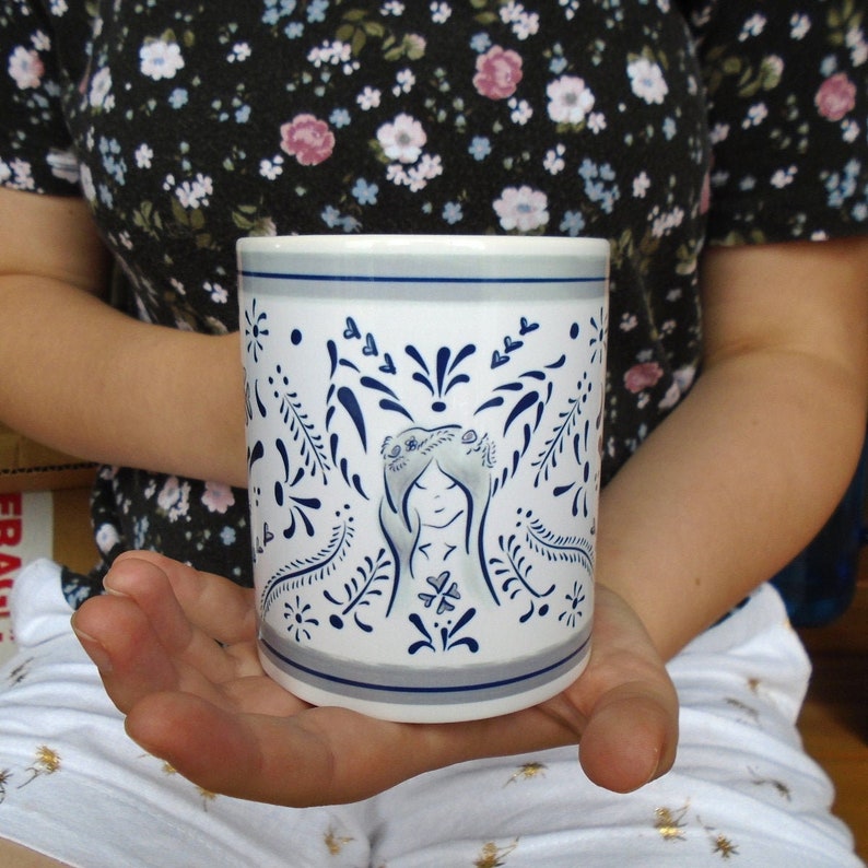 Talavera Mug with a Fantasy Sparkle on It. Lovely Combination of Designs. Inspired by Mexican Talavera. image 6