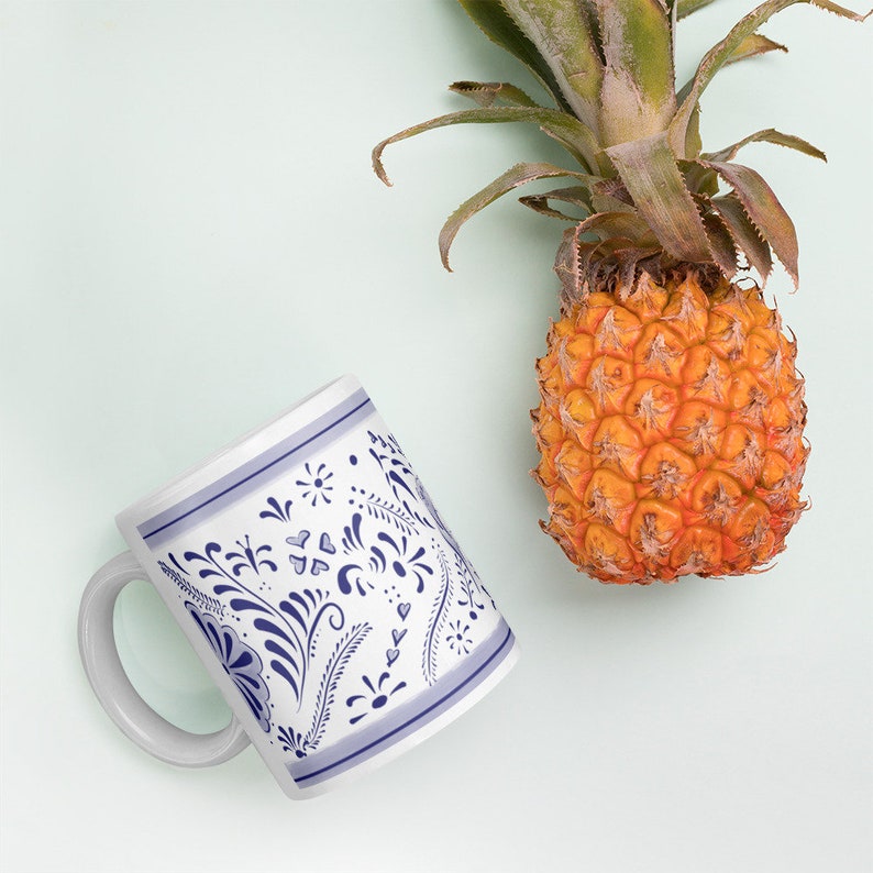 Talavera Mug with a Fantasy Sparkle on It. Lovely Combination of Designs. Inspired by Mexican Talavera. image 7