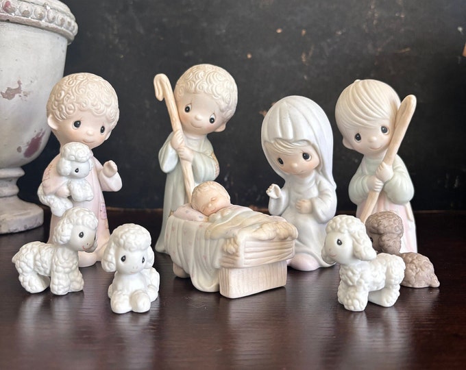 Vintage Precious Moments Nativity Set 9 Piece Collectible Figurines