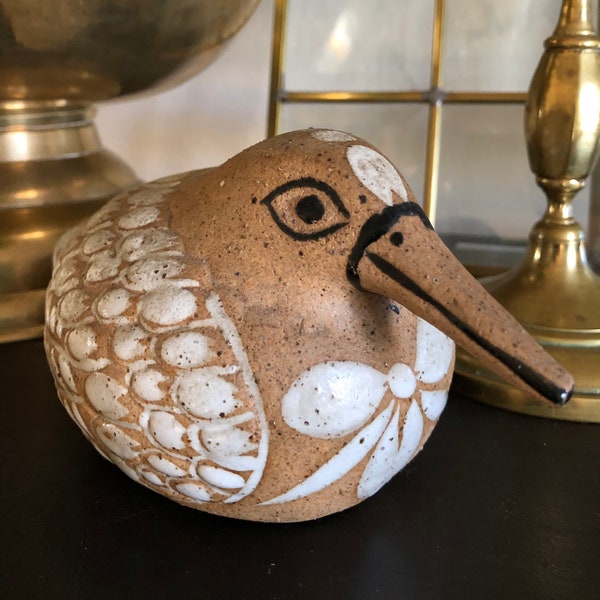 Vintage stoneware bird made in Mexico Woodpecker Dove primitive folk art ceramic birds Mexican handmade art bird lover gift handpainted