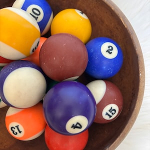 Vintage Pool Ball Set: Billiard Game Room Decor (Set of 14)