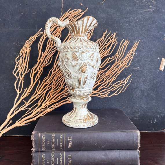 Vintage Inarco Cherub Vase: Gold & Beige Ceramic, Cleveland OH 1964