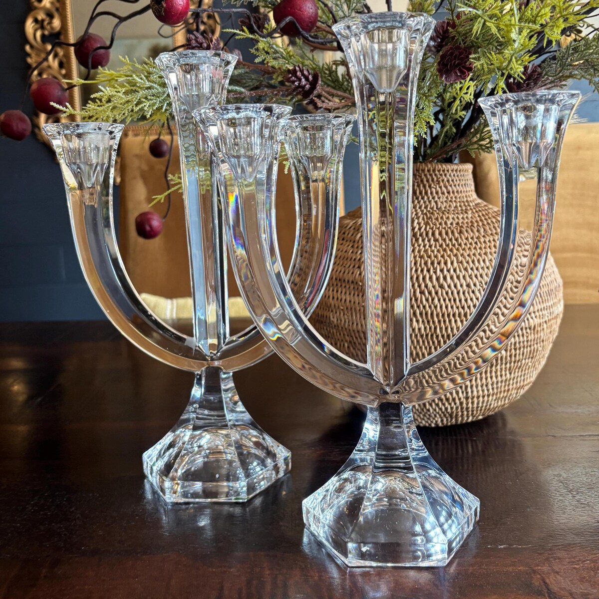 Vintage Nachtmann Crystal Candelabra - Set of 2 - 3 Arm Lead Crystal Candle Holders - Etsy