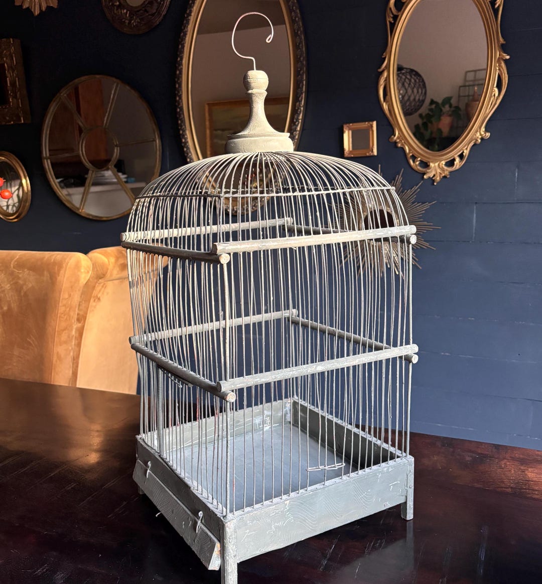 Photo inspiration: Beautiful Birdcage Accessories Reference: Beautiful Large Vintage French Birdcage Green Wire And Wood Birdcage