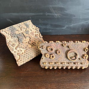 Hand Carved Wood Fabric Stamps: Vintage Indian Printing Blocks, Set of 2