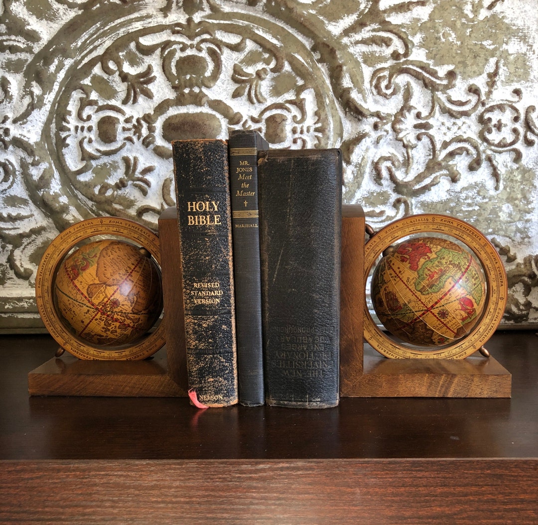 Vintage Globe Bookends Made in Italy With Old World Motif Etsy