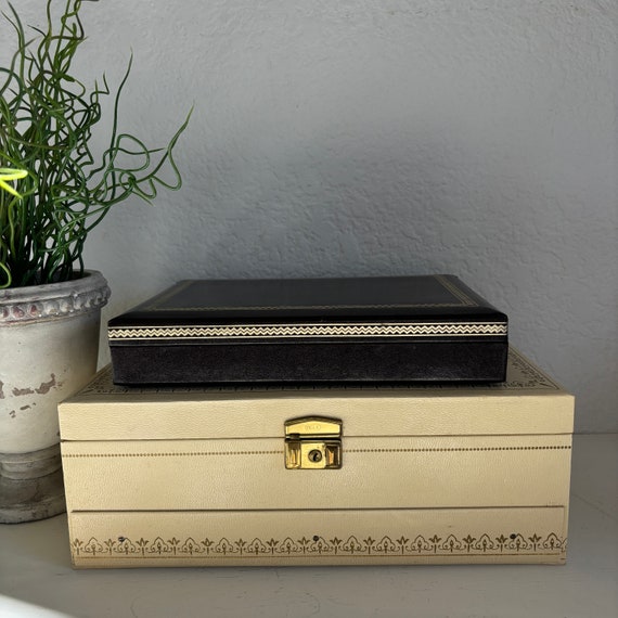 Vintage dark brown mens valet Jewelry box, Made b… - image 6