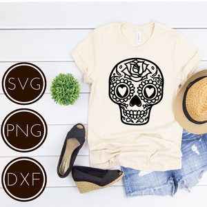 Dia De Muertos Sugar Skull SVG Cut File, Digital Instant Download, svg dxf png, Sugar Skull Artwork, Halloween, Sugar Skull Day of the Dead