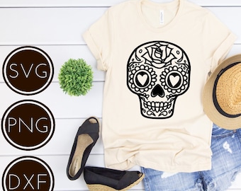 Dia De Muertos Sugar Skull SVG Cut File, Digital Instant Download, svg dxf png, Sugar Skull Artwork, Halloween, Sugar Skull Day of the Dead