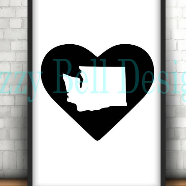 Washington State Heart, I love Washington Digital Instant Download SVG dXF PNG Cut Files for Cricut & Silhouette WA State, Pacific Nw, Pacnw