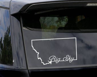 Big Sky Montana State Outline Decal - Car decal, car window sticker, laptop sticker, laptop decal, computer, yeti decal  macbook