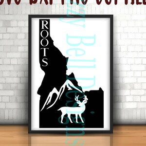 IDAHO State with Roots Deer and Mountains File PNW, Digital Instant Download, svg Cut Files for Silhouette & Cricut Sasquatch, Big foot,