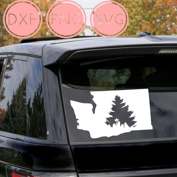 WASHINGTON State Seattle Skyline & Evergreen Tree, Digital Instant Download. SVG Cut Files WA State, Pacific Nw, Instant Download, PacNW