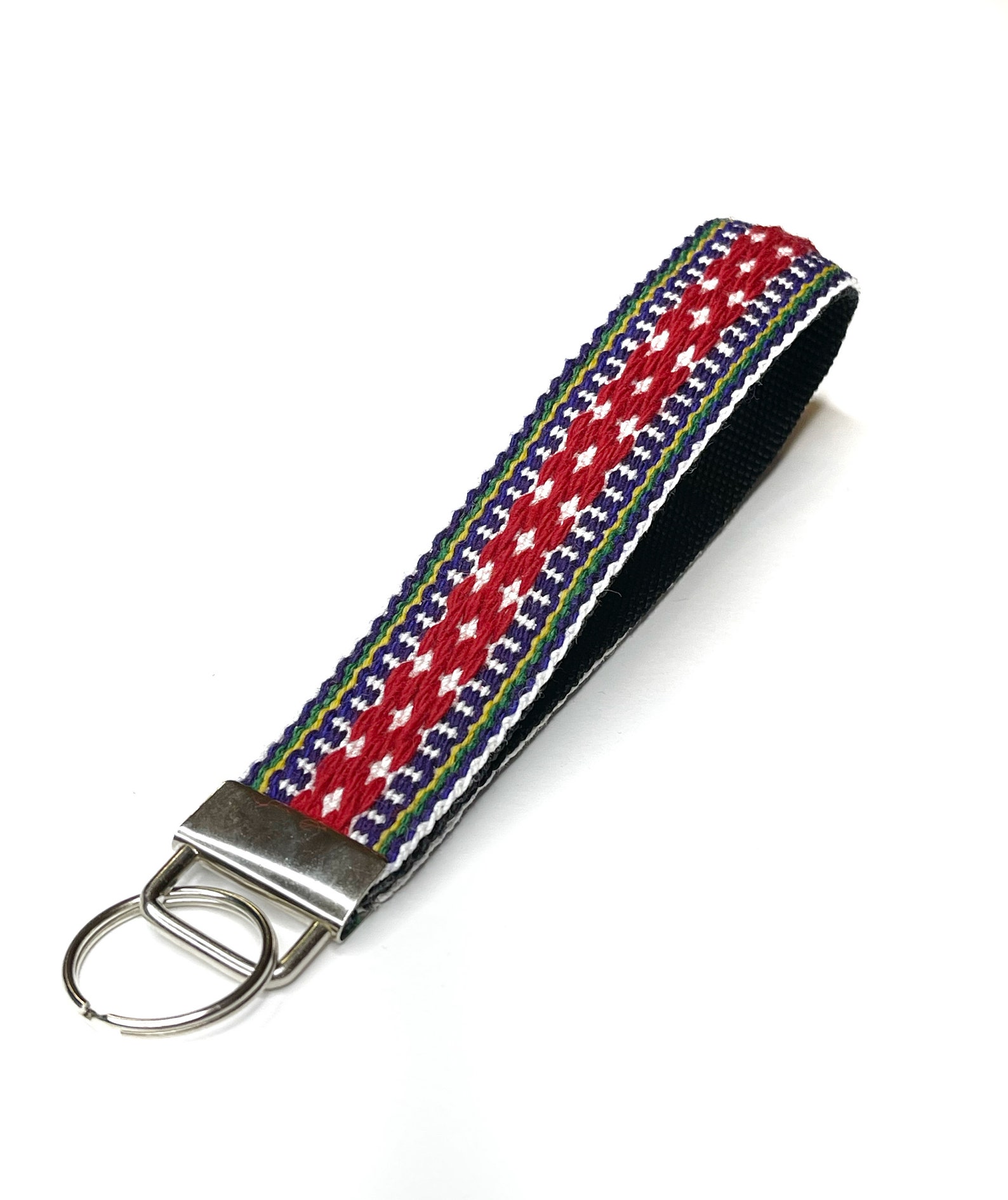 Handwoven Cotton Key Fob Cotton Wristlet Handmade Woven Key Etsy