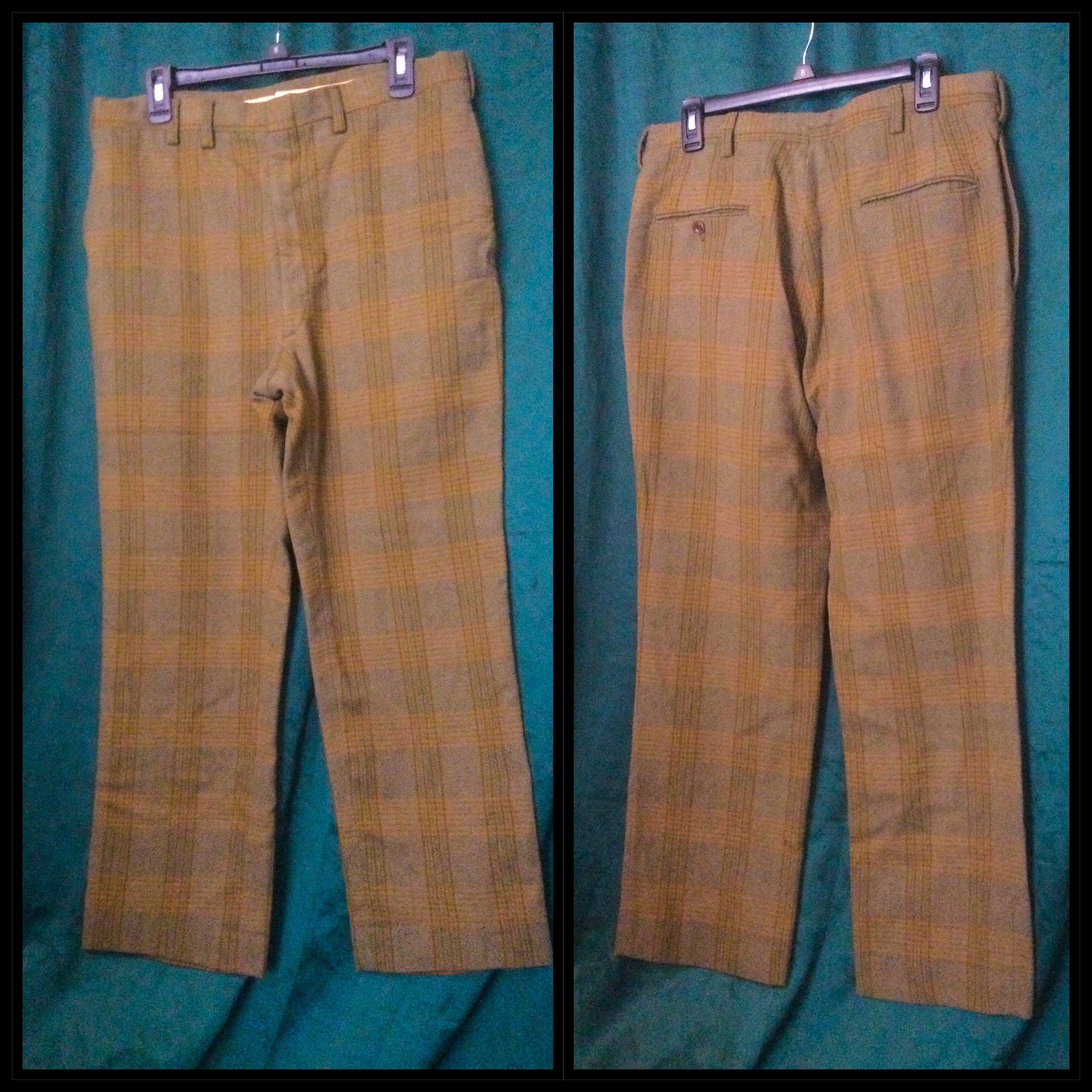 VTG 70s Mens Plaid Golf Pants Disco 