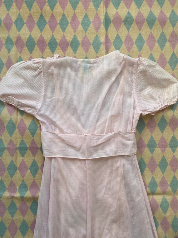 1930s handmade swiss dot striped pink short puff … - image 3