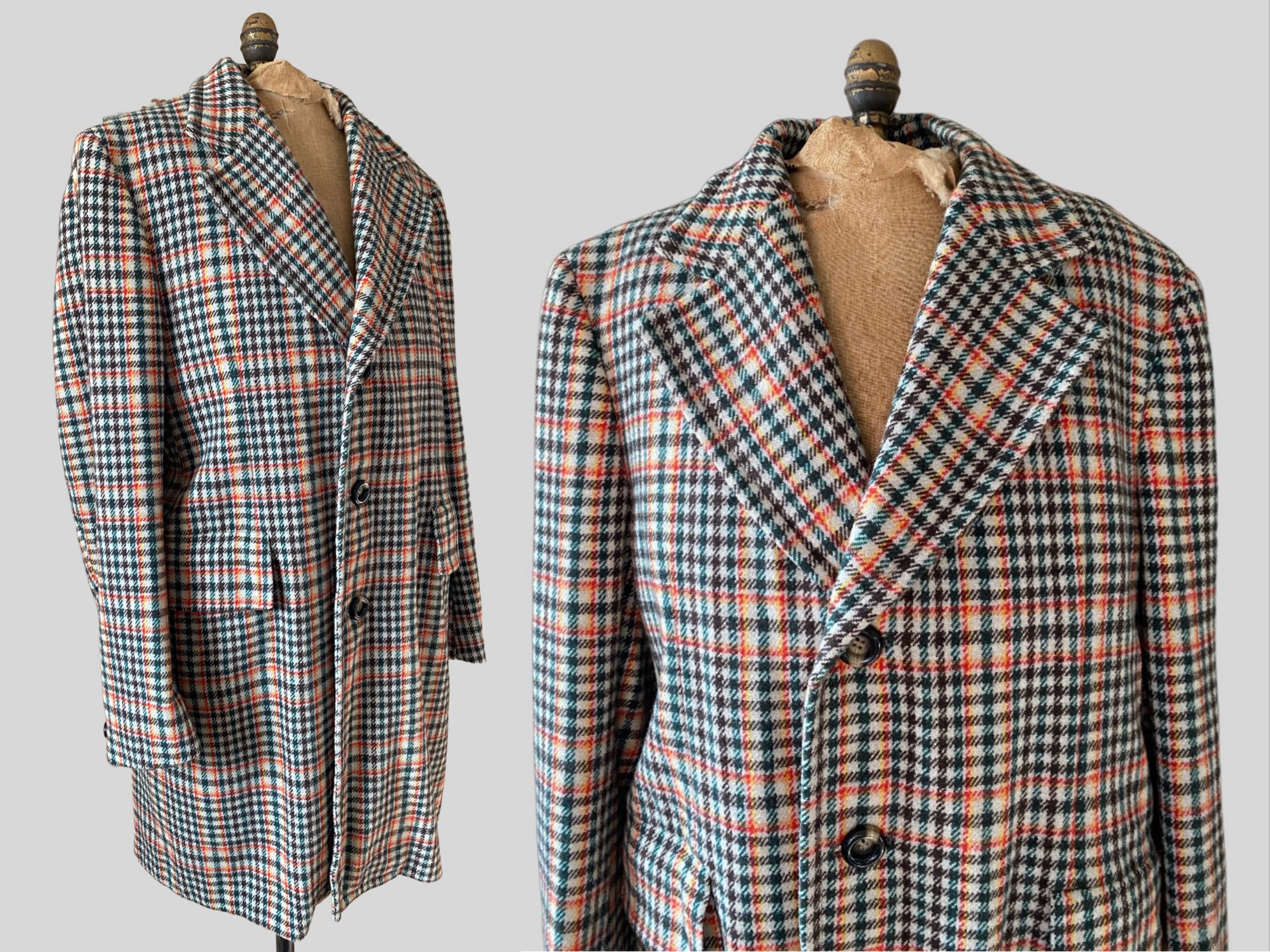 checkered peacoat mens