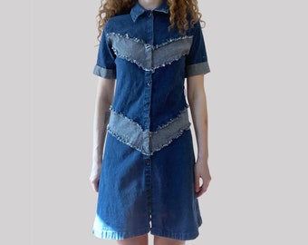 90s Vintage Denim Dress, Western Rodeo Style, Women's S/M