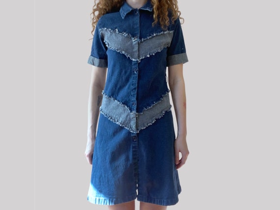 90s Vintage Denim Dress, Western Rodeo Style, Women's S/M