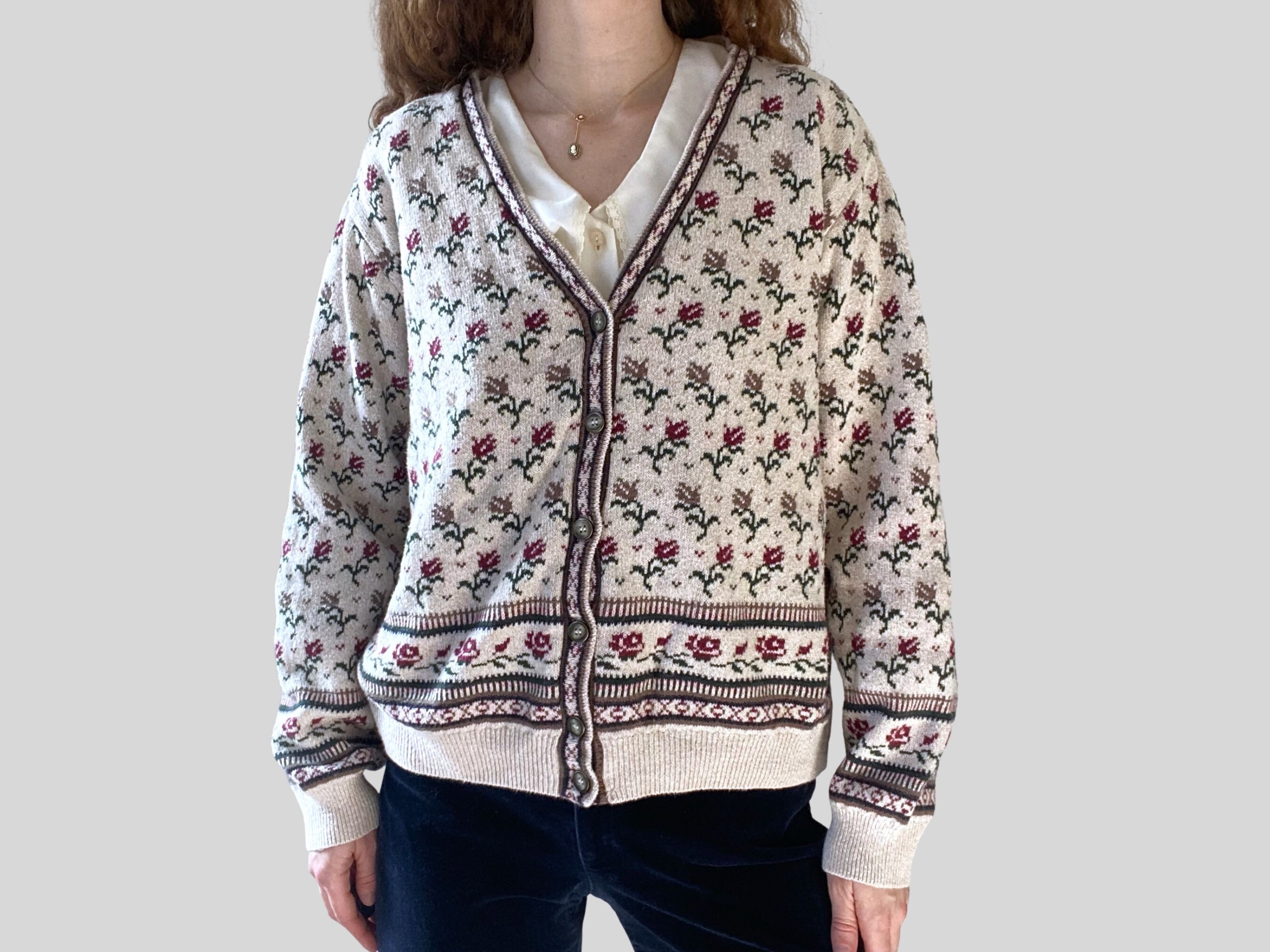 cream floral cardigan