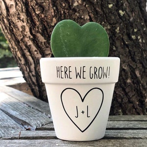 Here we grow planter! Plant pot, succulent pot, engagement gift, gift for them, newlyweds, plant puns, plant pun, wedding gift