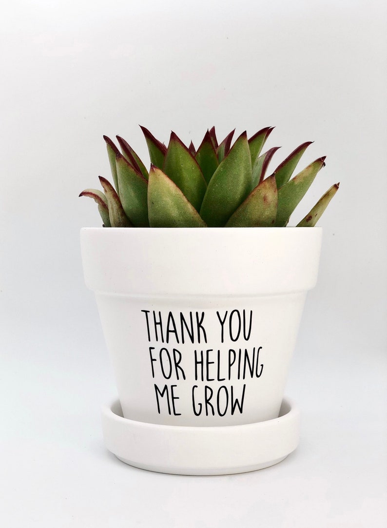 Thank You for Helping me Grow Planter, Succulent, thank you gift, teacher appreciation gift, Gift for Mentor, Coworker Gift, Succulent Pot image 1