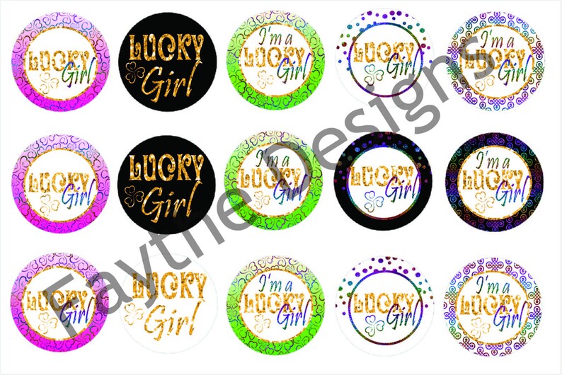 Pre Cut One Inch Bottle Cap Images Hello Kitty St Patrick Day Free Shipping