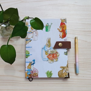 A5 Handmade Coptic stitch book journal/sketchbook/notebook/diary - Peter Rabbit (Licensed fabric)
