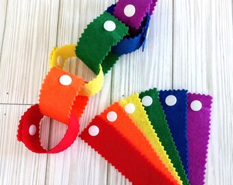 Fine Motor Skills- Button Snaps,  Occupational Therapy, Felt Chain, Linking