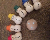 Snowman bowling game, stocking stuffer for children, bowling