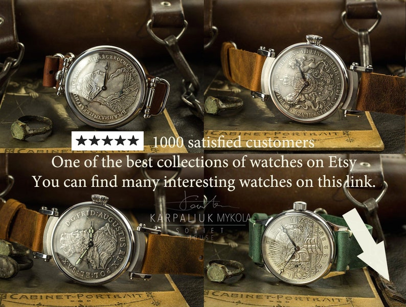 Marriage watch, vintage watch, Aztec calendar watch, watch Men's, watch with a coin, antique coin watch zdjęcie 3