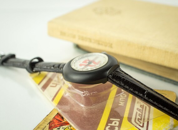 RARE Vintage Soviet Women's watch "SLAVA" (eng. Glory). decorated case, new high quality leather band. red 12 watch View 4