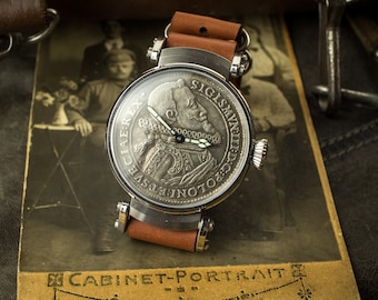 Vintage watch, Marriage watch. limited edition watch, watch with coin, collectable watch, watches for men, Retro timepieces