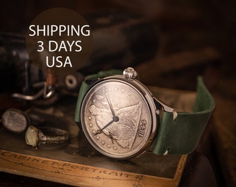 American dollar watch, limited edition watch, watch Men's, green strap, Vintage style watches
