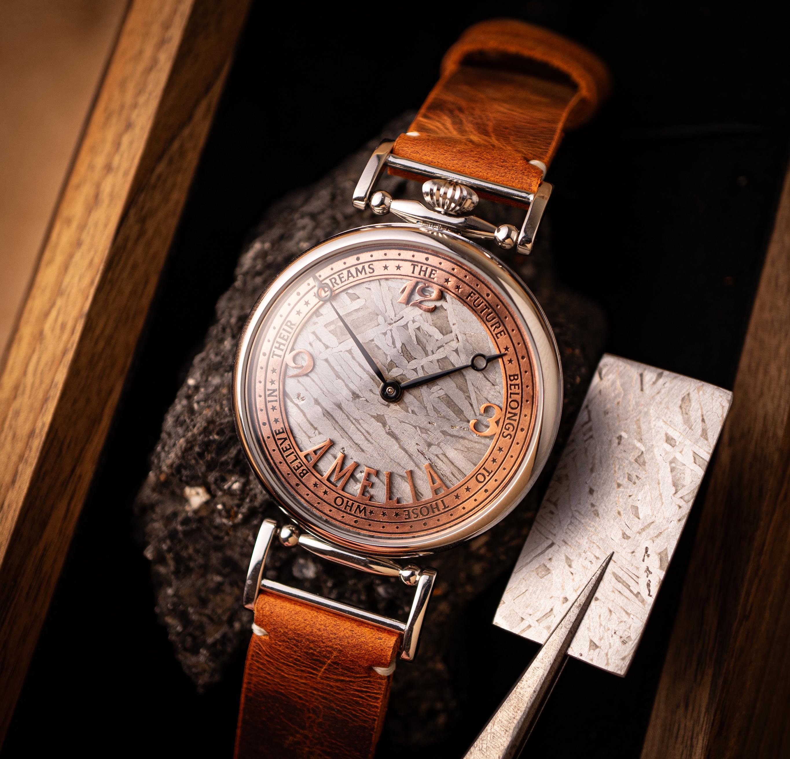 Personalized Named Watch Face, The dial is made of a real meteorite, Personalized Named Watch, Gift for Mom, vintage watch