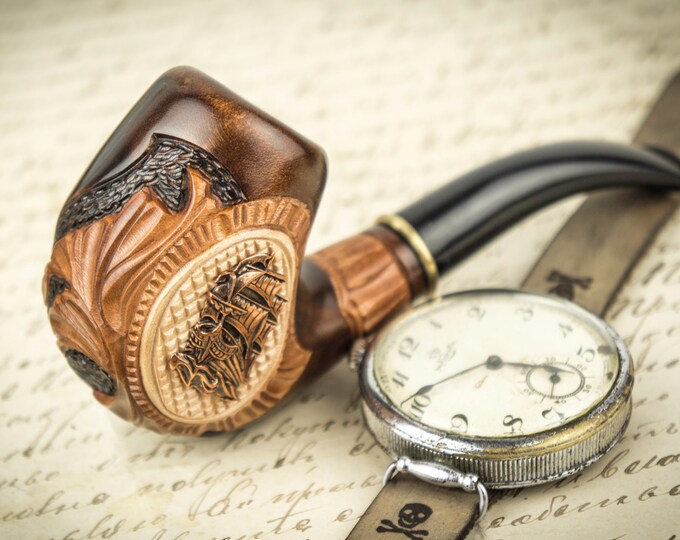 Smoking Pipe anchor. Wood Carved Smoking Pipe. Tobacco Pipes. Wooden