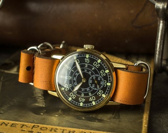 Rare aviateur des années 1980, militaire soviétique, force aérienne « Pobeda » (« Victoire »), montre-bracelet soviétique