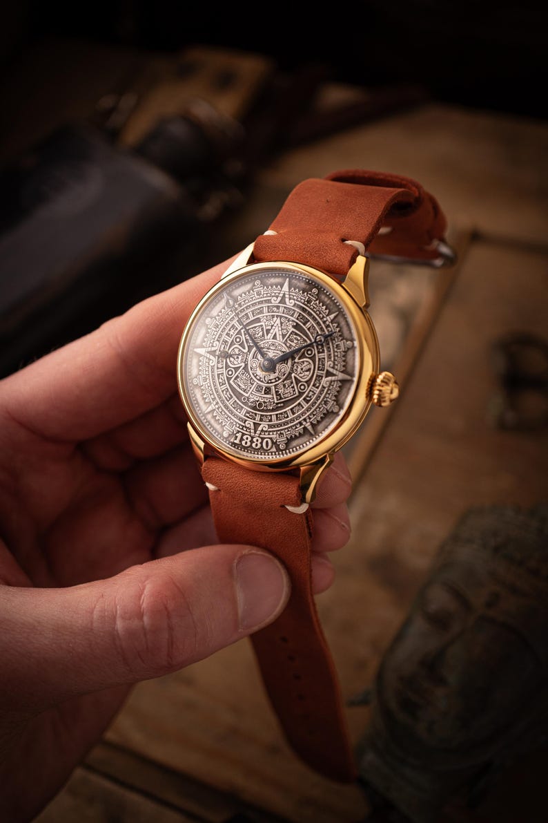 Vintage Watch, Aztec Calendar Watch, Gold Watch, Watches for Men ...